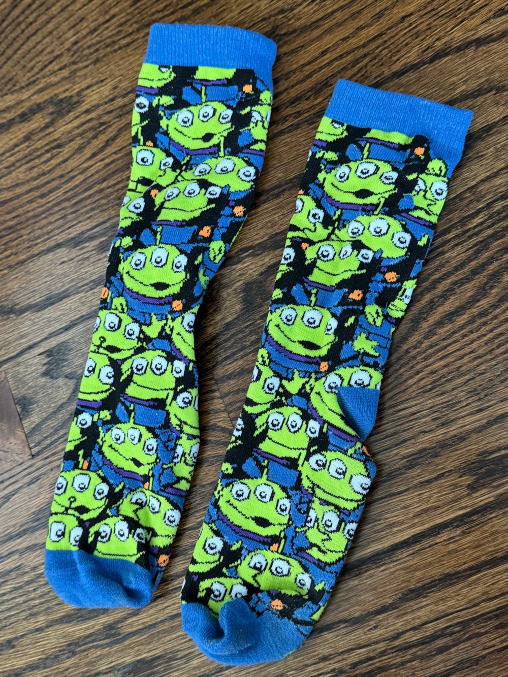 Disney Pixar Toy Story Alien socks green and blue adult or big kid